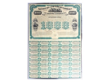 Kentucky & Great Eastern Railway Certificated Bond