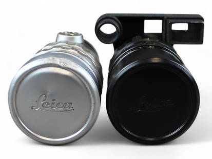 Leitz Summicron 1:2/90 & Elmarit 1:2.8/135 Lenses: 2 Leitz Leica Lenses including (i) Summicron 1:2/90 serial number 1983634, chrome, and (ii) Elmarit 1:2.8/135, serial number 2325109, black.