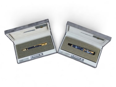 Parker Duofold Marbled Blue Fountain Pen Set