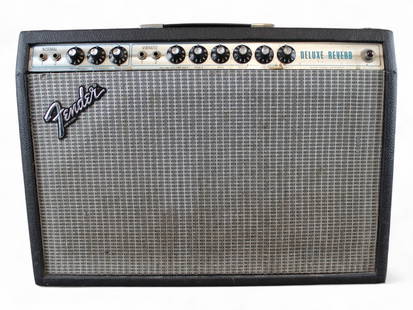 Fender Deluxe Reverb Amplifier: Fender Deluxe Reverb Amp, serial number A973204. Measures approx. 24'' x 9 1/4' x 17''. Worked when tested; might require service.