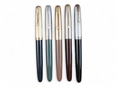 (5) Parker 51 Fountain Pens Inc. Cocoa & Sterling