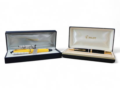 Pilot Vanishing Point & Sailor 1911 Fountain Pens: Pilot Vanishing Point, 18k nib, and Sailor 1911 fountain, 21k nib. Both boxed; appear lightly used.