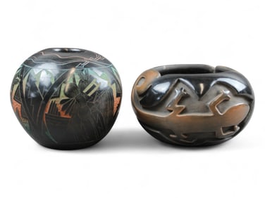 (2) Pueblo Blackware Pots