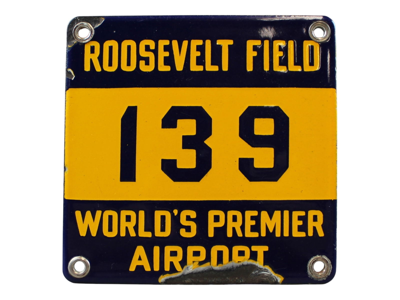 Circa 1930's Rare Roosevelt Field Car Plate (1 of 2)