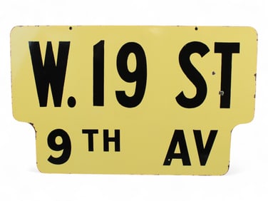 Yellow & Black NYC Street Sign, W.19th St & 9th Av
