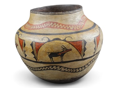 Zuni Heartline Deer Pot Ca. 1900