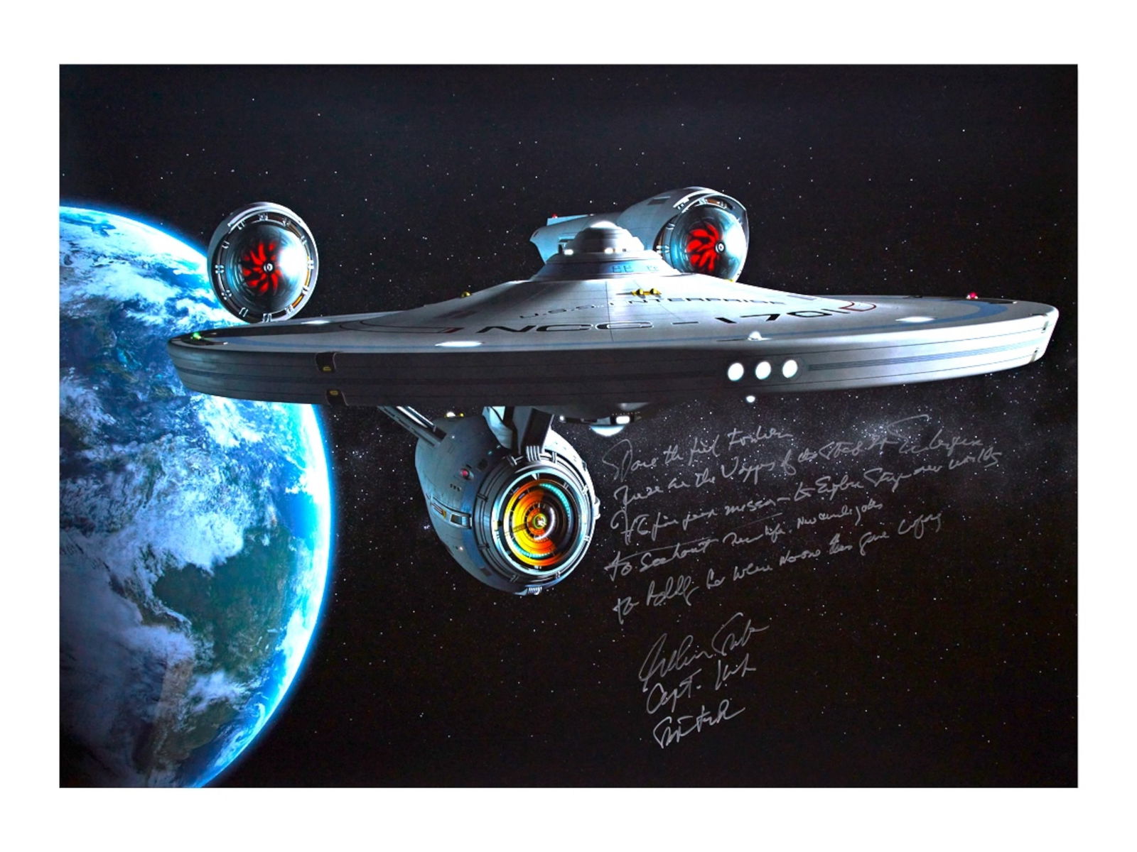 William Shatner Signed & Inscribed Oversized Photo (1 of 1)
