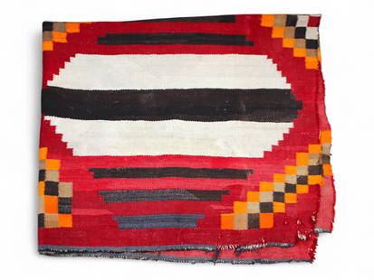 Original Hand Woven Navajo Rug: Vintage Rug Measures 40" x 72"