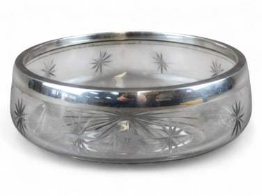 White Star Line Cut Glass & Sterling Silver Dish