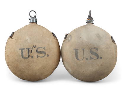 (2) Indian Wars U.S. Canteens: 2 Indian Wars U.S. Cartridge boxes.