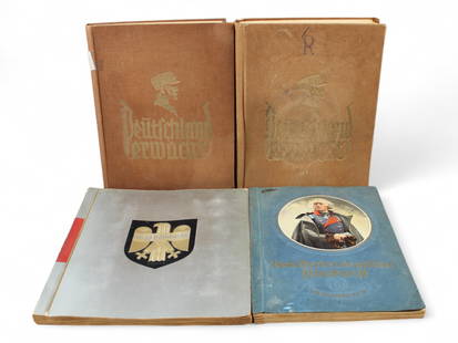 (4) German WWII Tobacco Card Albums: 4 German WWII tobacco card albums including Die Reichswehr, Vom Werden Deutscher Filmkunft, and 2 Deutschland erwacht. Complete/substantially complete.