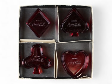 1950's Set of 4 Coca Cola Ruby Glass Ashtrays