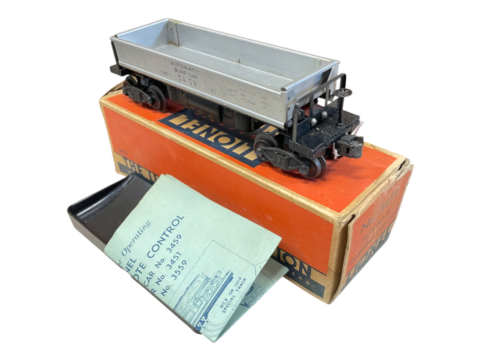 Scarce Boxed Lionel 3459 Silver Coal Dump Car (1 of 3)