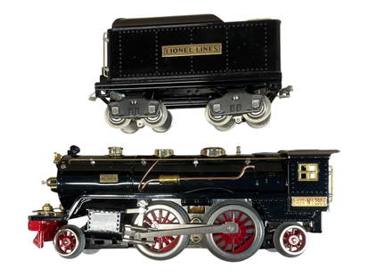 Lionel 13100 I390E Steam Loco: Standard Gauge. Nice Conventionally equipped steam loco with 3-position reverse, light & Whistling Tender. They are clean, showing a few small scratches and/or chips.