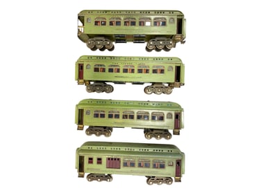 4 Lionel 418 Series Green Pass Cars
