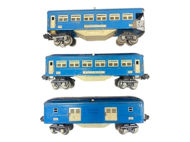 3 Lionel 614 Series Blue Comet Cars