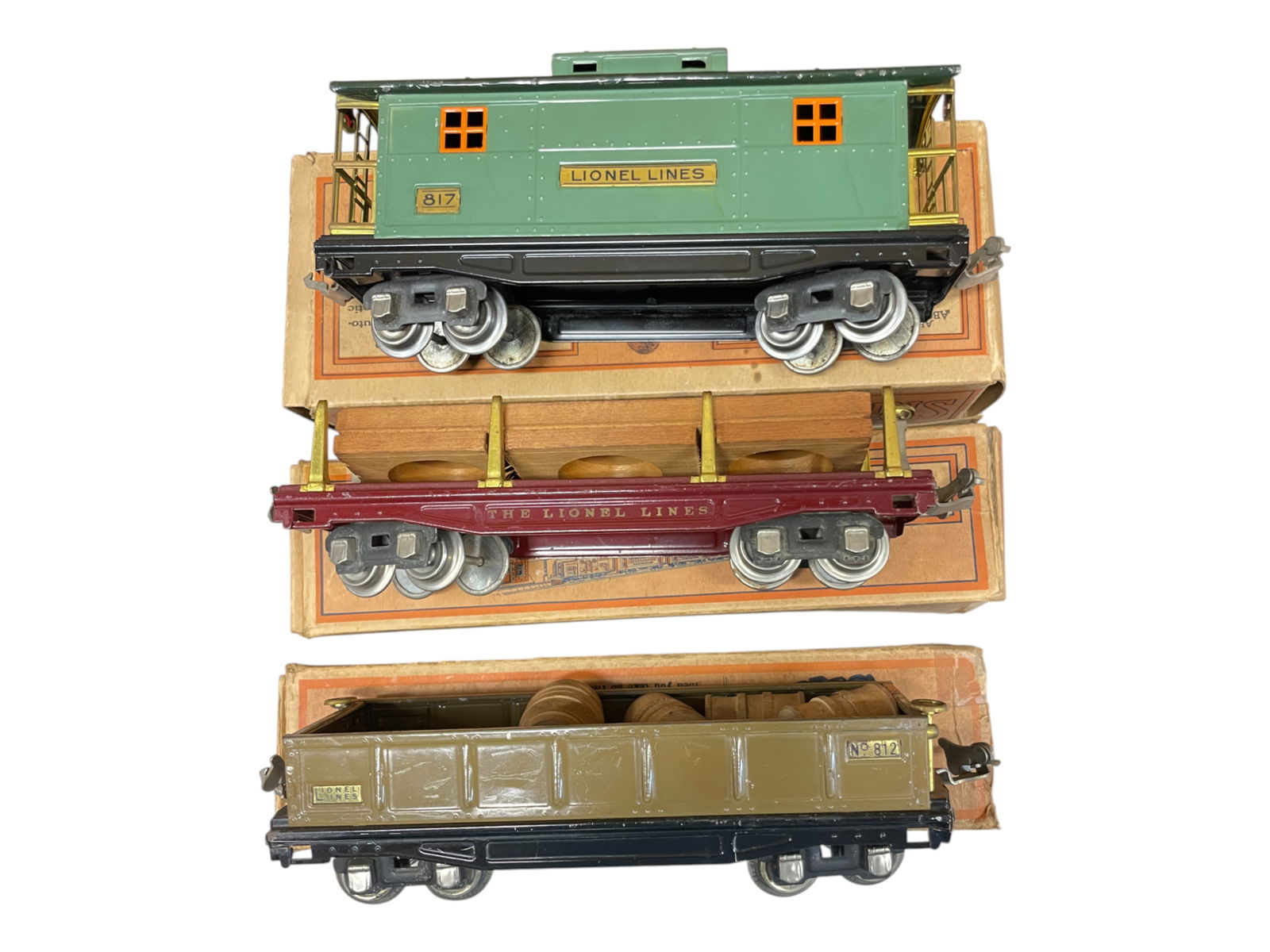 Nice Boxed Early Lionel 811, 812 & 817 Freights (1 of 3)