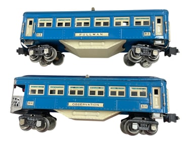 Clean Lionel 613 & 614 Blue Comet Cars