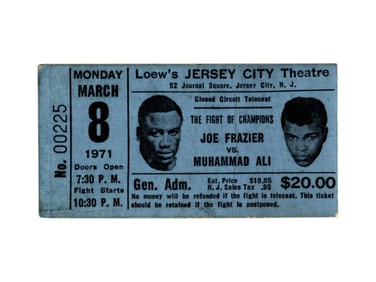 1971 Ali vs. Frazier Fight Ticket