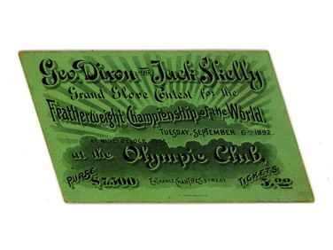 1892 Dixon vs. Skelly Full Fight Ticket