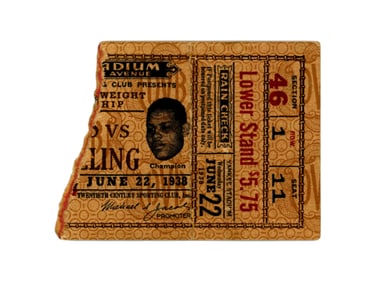 1938 Louis vs. Schmeling Ticket Stub