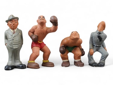 Set of 4 Suttle & Rittger Chalkware Boxing Figures