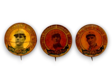 (3) 1909 Morton's Bread Baseball Pins