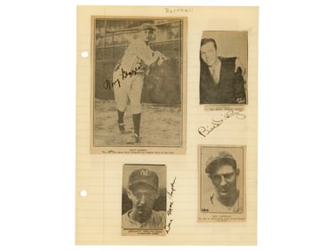 Tony Lazzeri & Bill Dickey Signed Scrap Page