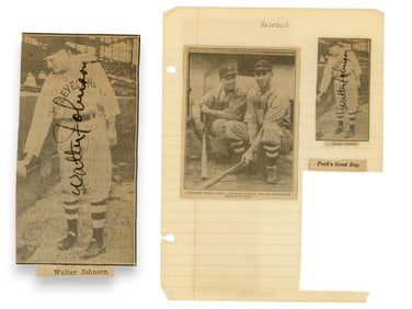 Walter Johnson Signed Scrap Page