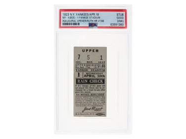 1923 Yankee Stadium Grand Opening Ticket Stub PSA