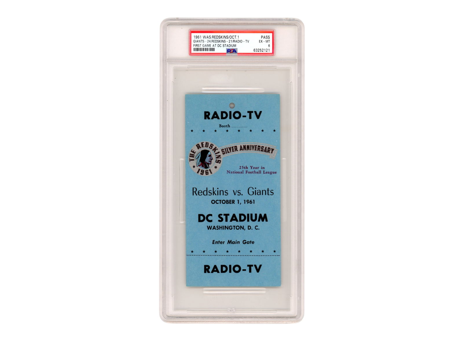 1961 DC Stadium First Game Ticket - PSA 6 (1 of 2)