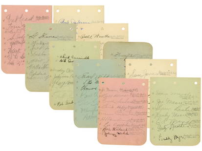 (34) 1930s Baseball Album Pages w/ 200+ Autographs: Incredible collection of (34) autograph album pages, many signed front and back, featuring over 200 signatures, most obtained and dated between 1932 and 1933. Signatures were collected in person by a