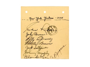 1935 Yankees Team Signed Page - JSA