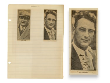 Lou Gehrig Signed Scrapbook Page