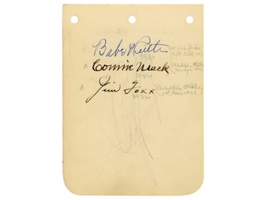 Babe Ruth, C. Mack & Jimmie Foxx Signed Album Page
