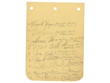 Mel Ott & Bill Terry Signed Album Page