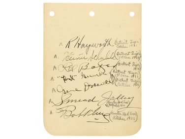 Hank Greenberg & Others Signed Album Page