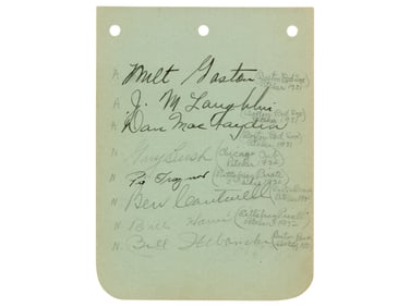 Pie Traynor Signed Album Page