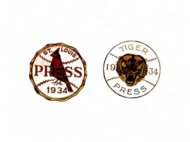 1934 World Series Press Pins, Tigers & Cardinals