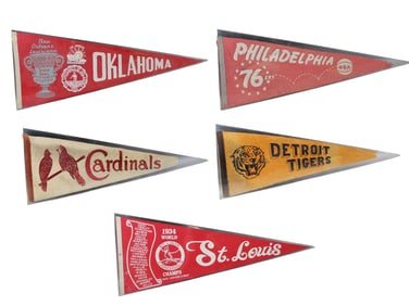 (5) Vintage Sport Pennants
