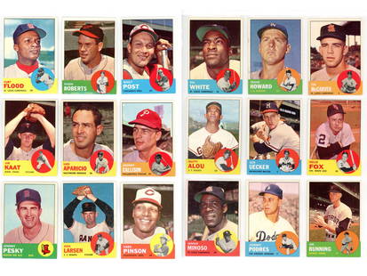 1963 Topps Baseball Card Lot: Approx. (450) mostly higher grade cards, many look like they came from a vendor box or packs. No Stars but great for a set builder with cards worth grading.