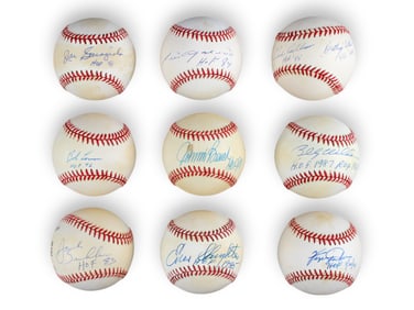 (9) Signed Baseballs w/ HOF Inscriptions
