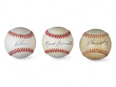(3) HOF Signed Baseballs - Ferrell, Appling, Lemon