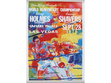 LeRoy Neiman, Holmes vs Shavers Signed Poster