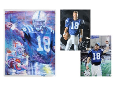 Peyton Manning Signed Giclee & Photo Lot