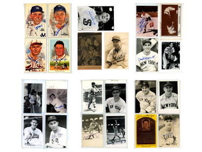 1940's New York Yankee & others. Autograph Lot: Lot includes Signed Cards, Photos, etc. (375+) pieces with Rizzuto, Stengel, Heinrich, Keller, Dickey, Bauer, McCarthy, DiMaggio, Mize, etc. Some with Authentication. Most items are not third-party au