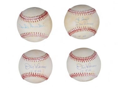 (4) Signed Baseballs incl. Larsen, Berra & Snider