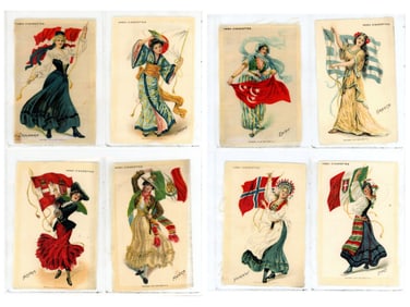 (10) Vintage Nebo Cigarette Flag & Girl Series Silks
