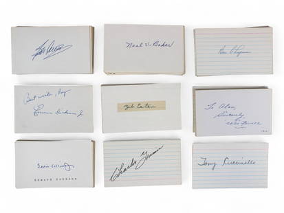 Sports Autograph Lot on Index Cards: Last names letters A-G. Approximately 1000 autographs with duplicates including signatures from athletes who played early 20th century to around the 1960's. Unpicked with many esoteric signers.