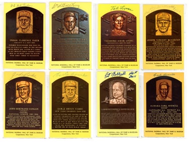 (25) Signed Yellow Hall of Fame Plaque Postcards